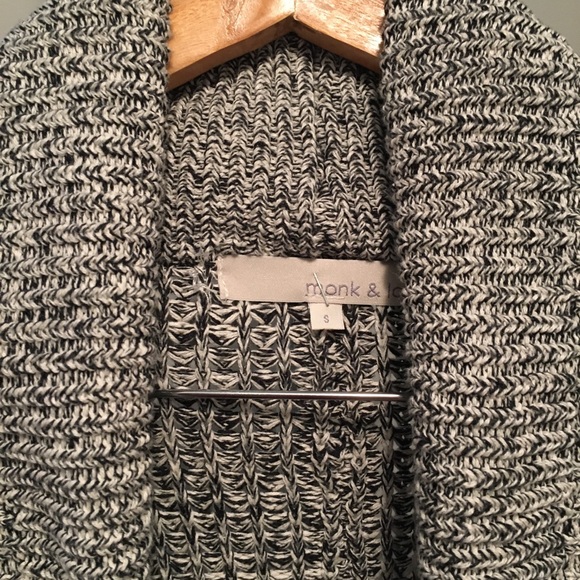 Monk & Lou gray/black open-front cotton cardigan - Picture 2 of 6